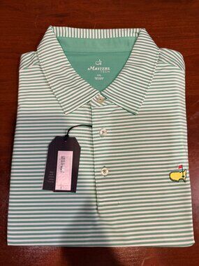 Masters Tech Green White Striped Golf Polo XXL 2XL NWT MT2300-355